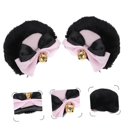 OUNONA Niedliche Bärenohren Haarspangen mit Schleife Modische Clips für Mädchen Cosplay Haarschmuck Festliche Accessoires Vielseitig Kombinierbar von OUNONA