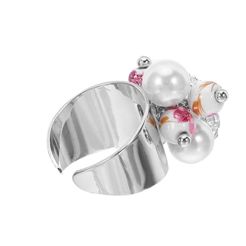 OUNONA Offener Damenring mit und Simulationsperlen Minimalistisches Vintage Finger Schmuckstück Leicht und Elegant Modischer Retro Ring für Alltag und Besondere Anlässe von OUNONA
