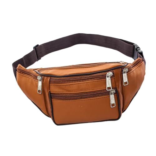 OUNONA Outdoor Waist Bag Herren PU Vintage Sportliche Bauchtasche mit Telefonfach Verstellbarer Gurt Leicht und Robust für Reisen und Freizeit Gelb von OUNONA
