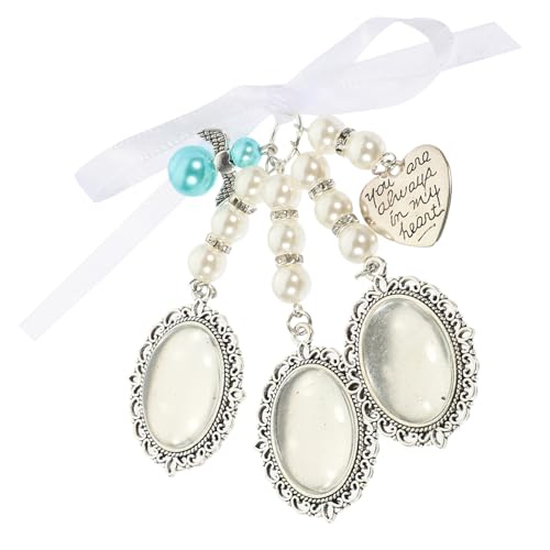 OUNONA Ovaler Brautstrauß Fotoanhänger aus Hochwertigen Materialien Handgefertigter Perlen herz dekor Romantischer DIY Schmuck für Hochzeitssträuße Kompakt und Langlebig für Persönliche von OUNONA