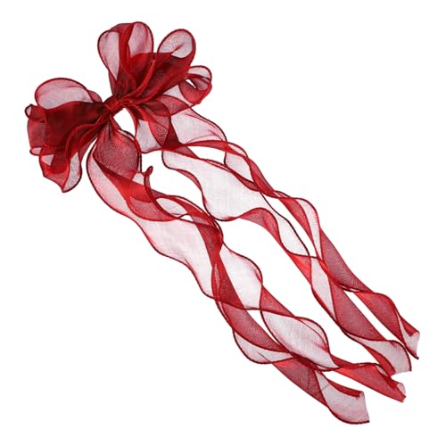 OUNONA Oversized Haarspange mit Dreilagiger Großer Schleife Eleganter Haarschmuck für Damen und Mädchen Haarklammer für Hochzeit Party und Festliche Anlässe in Weinrot von OUNONA