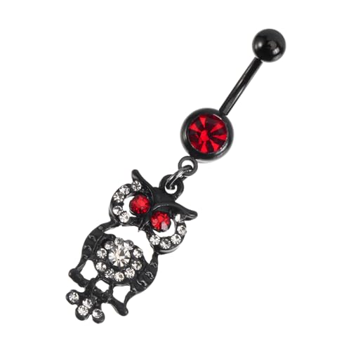 OUNONA Owl Bauchnabelring mit Diamantbesatz Rotes Belly Button Piercing Schmuckstück für Damen Hochwertiger Nabelring Glatte Oberfläche Modisches Körperschmuck Accessoire für Alltag und von OUNONA