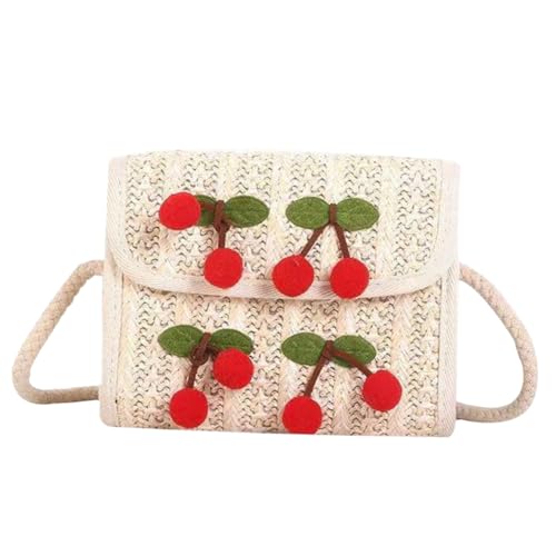 OUNONA PU Kunstleder Cherry Shell Clutch Umhängetasche Damen Kleine Crossbody Bag mit Reißverschluss Süße Kirschen Verzierung Vielseitig für Alltag Shopping Reisen und Freizeit Geeignet von OUNONA