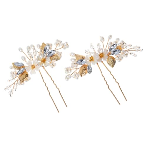 OUNONA Perlen Blumen Haarnadeln für Braut und Brautjungfern Strass Hochzeits Haarspangen Leichtes Zartes Design Vielseitiger Brautschmuck für Festliche Frisuren von OUNONA
