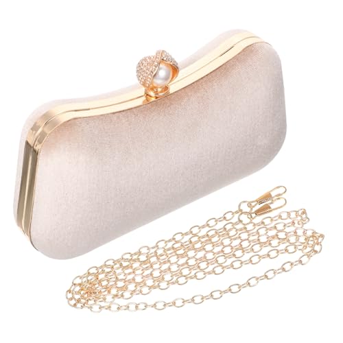 OUNONA Perlen Clutch Abendtasche Damen Banquet Bag Handtasche mit Verschluss Tragbare Party Handtasche für Damen Vintage Stil Apricot Farbton von OUNONA