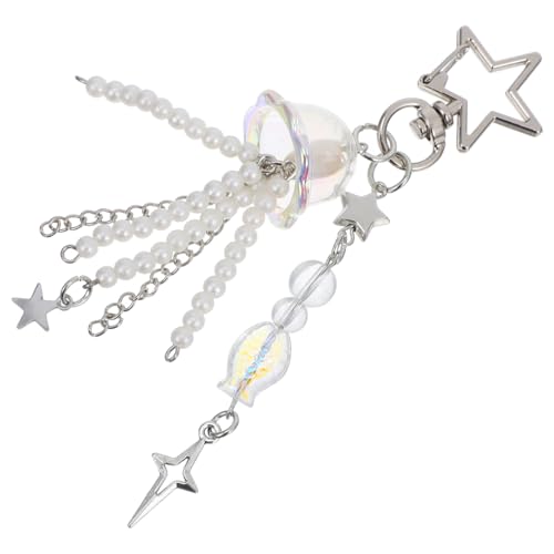 OUNONA Quallen Schlüsselanhänger mit Perlen Kawaii Schlüsselanhänger für Damen Süßer Taschenanhänger für Frauen für Autoschlüssel von OUNONA