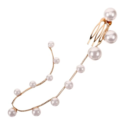 OUNONA Perlen haarkette Damen Leichtes Haarschmuck accessoire für Flechtfrisuren Mädchen Modisch Elegant mit Haarklammer Goldfarbene Dekorative Haarbänder Geschenk von OUNONA