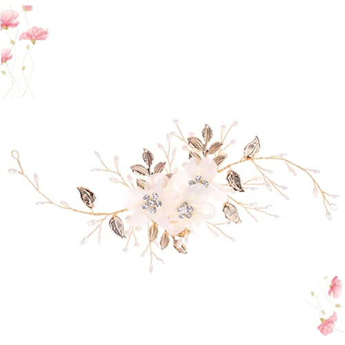 OUNONA Perlen und Strass Haarreif mit Stoffblumen Verstellbar Leichter Brautschmuck für Damen Eleganter Haarschmuck für Hochzeit Party und Festliche Anlässe von OUNONA