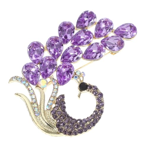 OUNONA Vintage Pfau Brosche Strass Ebene Brosche für Damen Funkelnde Anstecknadel für Kleidung Taschen Hüte Schmuckaccessoires für Partys von OUNONA