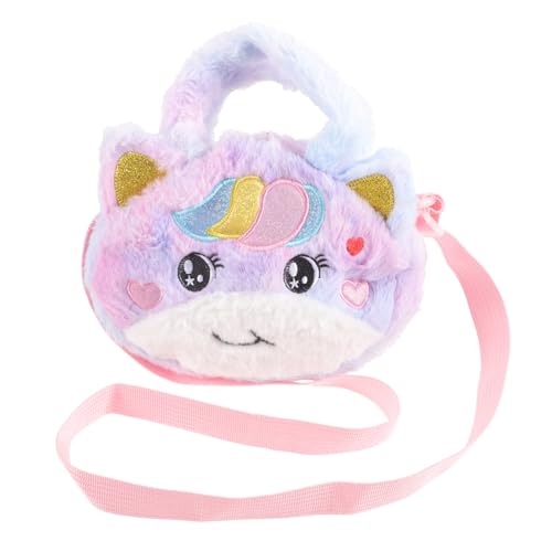 OUNONA Plüsch Einhorn Umhängetasche Mädchen Cartoon Schultertasche Klein Münztasche Zipper Verschluss Leicht Outdoor Reise von OUNONA
