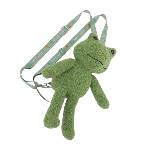 OUNONA Plüsch Frosch Rucksack Damen Verstellbare Schultertasche Niedlicher Cartoon Tier Rucksack Große Umhängetasche für Alltag Party Geeignet von OUNONA