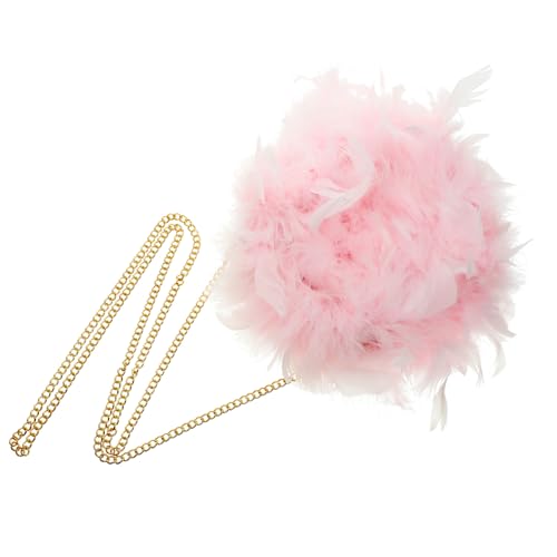 OUNONA Plüsch Handtasche Damen Schultertasche Rosa mit Perlenkette und Clip Verschluss Flauschige Crossbody Bag für Party Shopping und Alltag Modische Umhängetasche aus Weichem Material von OUNONA