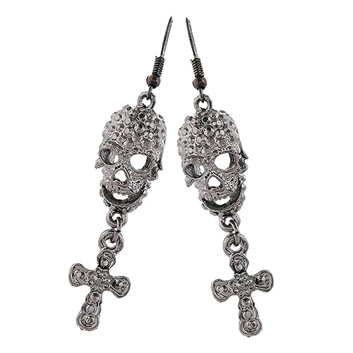 OUNONA Punk Skelett Ohrringe Damen Große Tropfen Gothic Kostümohrringe Halloween Schmuck aus Metall Langlebig Modisch für Party und Alltag von OUNONA