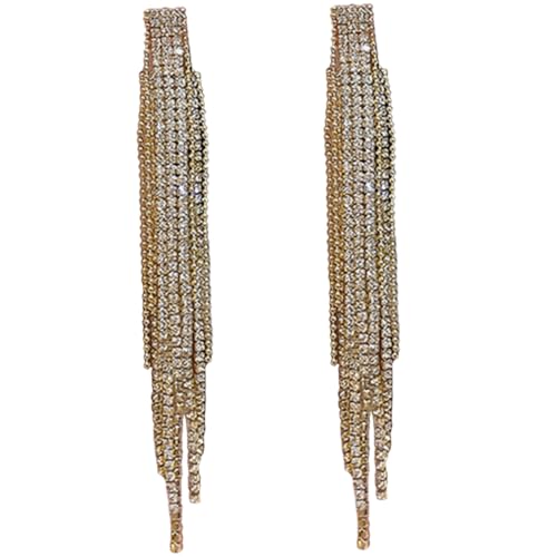 OUNONA Quasten Ohrringe Damen mit Funkelnden Strasssteinen Lange Hängende Ohrstecker Leichte Ohrschmuck für Alltag Party Valentinstag Hautfreundlich von OUNONA