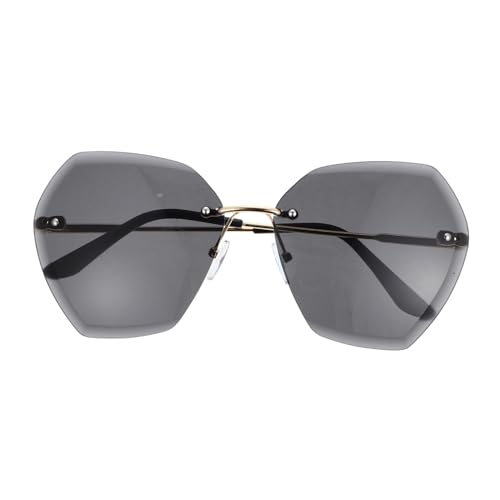 OUNONA Randlose Damen Sonnenbrille mit Farbverlaufs Gläsern Leicht und für Party Outdoor Reisen und Streetstyle Modisch und Auffällig UV Schutz Sommerbrille von OUNONA