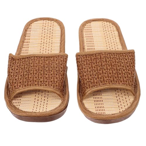 OUNONA Rattan Gewebte Hausschuhe mit Bambusboden Leichte Atmungsaktive Sommerpantoffeln für Zuhause Slippers mit Schützender Umschlagkante Komfortabel und Langlebig Geeignet für Strand von OUNONA