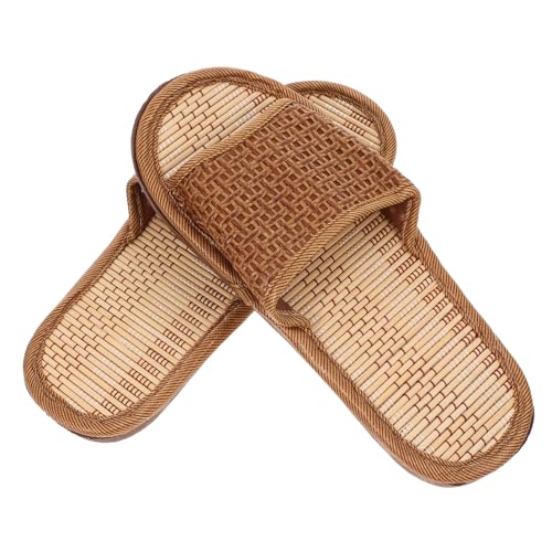OUNONA Rattan Hausschuhe Damen Sommerpantoffeln aus Natürlichem Rattanmaterial Atmungsaktiv und Rutschfest Leichte Strohpantoffeln für Zuhause und Gäste Klassische von OUNONA