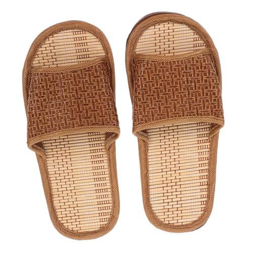 OUNONA Rattan Hausschuhe mit Rutschfester Sohle Atmungsaktive Strohpantoffeln für Damen und Herren Leichte Sommer Sandalen für Zuhause Strapazierfähige Bequeme Innen und Außenschuhe von OUNONA
