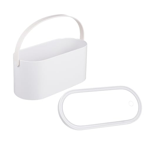 OUNONA Reise Make Up Organizer mit LED Spiegel Tragbarer Kosmetikaufbewahrungskoffer mit Touch Funktion und Einstellbarer Helligkeit für Unterwegs von OUNONA