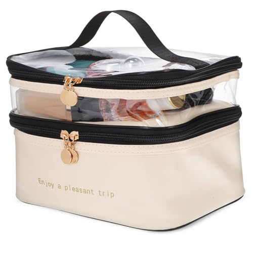 OUNONA Reisetasche für Kosmetik Doppelter Makeup Organizer mit Wasserabweisendem Material Tragbare Kultur und Waschtasche für Damen für Makeup Toilettenartikel und Zubehör Lagig mit von OUNONA