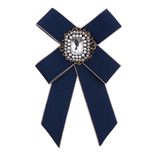 OUNONA Retro Rhinestone Fliege Brosche für Frauen Stilvolle Krawatte mit Schmuckbrosche für Hemden Röcke und Festliche Anlässe Blau Elegantes Bekleidungszubehör von OUNONA