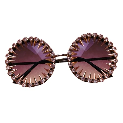 OUNONA Retro Sonnenbrille Damen Nieten Brille Vintage Metallrahmen Runde UV Schutz Retro Eyewear für Alltag und Fotoshootings von OUNONA