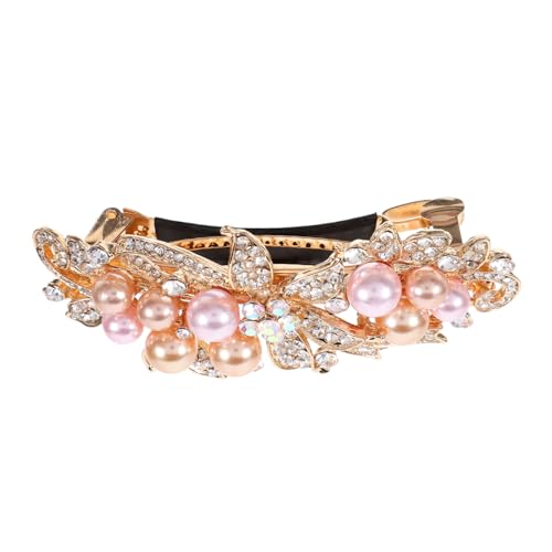 OUNONA Rhinestone Haarspange für Damen Großer Champagnerfarbener Haarklammer mit Sicherem Federgriff Glamouröses Strass design Eleganter Haarschmuck für Alltag und Festliche Anlässe von OUNONA