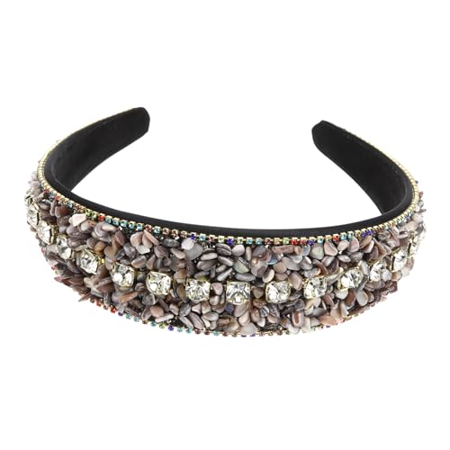 OUNONA Rhinestone Strass Stirnband Damen Breites Gepolstertes Haarband mit Buntem Türkis schmuck Eleganter Kopfschmuck für Alltag Hochzeit Party Komfortabel und Sicher Vielseitig von OUNONA