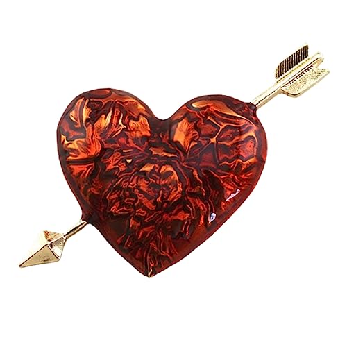 OUNONA Rote Herz Brosche mit Legierung Anstecknadel für Damen Vintage Stil Schmuck Corsage für Kleidung Taschen Schals Langlebiges Modeaccessoire von OUNONA