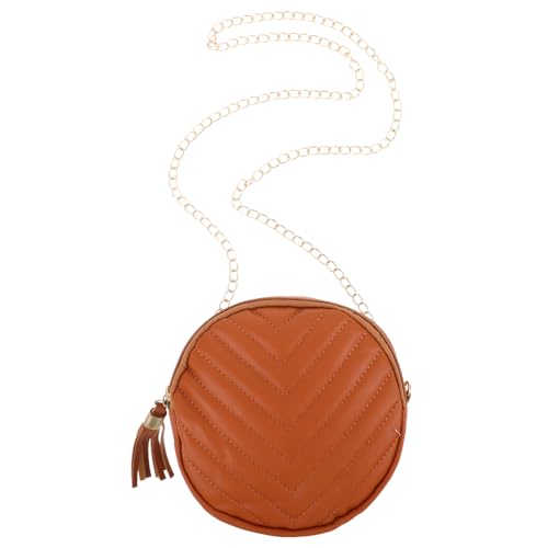 OUNONA Runde Damen Crossbody Tasche mit Quasten Kleine Modische Umhängetasche mit Fransen Kompakte Geldbörse für Reisen Shopping und Alltag Strapazierfähiges Design Elegant und Vielseitig von OUNONA