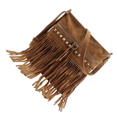 OUNONA Samtene Umhängetasche Damen Schultertasche mit Quasten und Nieten Weiches Samtmaterial Langlebig Vielseitig als Crossbody oder Handtasche für Alltag und Shopping Modischer von OUNONA