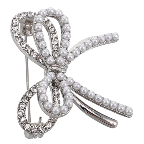 OUNONA Schleifenbrosche mit Kunstperlen für Damen Anstecknadel für Kleider Jacken Schals Antirutsch Design Schmuck für Besondere Anlässe von OUNONA