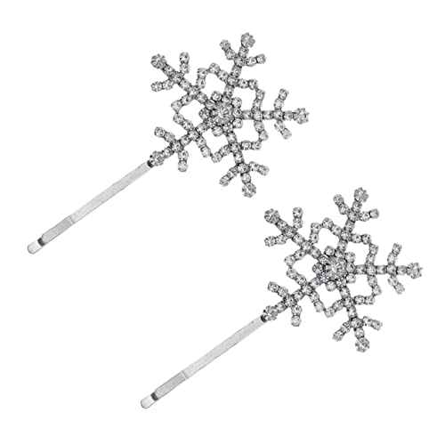 OUNONA Schneeflocken Haarspangen mit Funkelnden Strasssteinen Silberne Bobby Pins Haarklammern für Mädchen Festlicher Haarschmuck für Hochzeit Party und Alltag von OUNONA