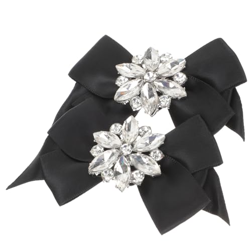 OUNONA Schuhclips Bowknot mit Verzierung Abnehmbare Schuhschnallen für Damen Schleifen Schuhschmuck Wiederverwendbar Passend für High Heels und Flache Schuhe Schwarz von OUNONA