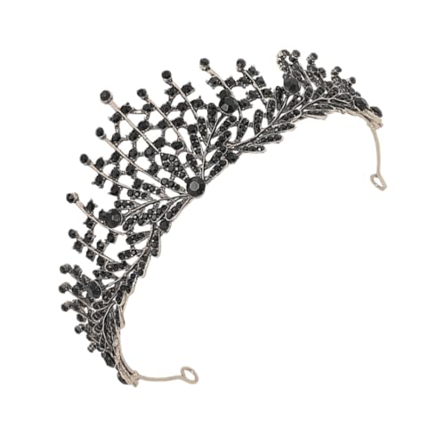 OUNONA Schwarze Barock Haarkrone Stabiler Brautschmuck Passt Meisten Kopfgrößen Rutschfest und Formbeständig für Hochzeit Party und Fotoshooting von OUNONA