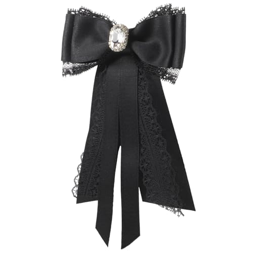 OUNONA Schwarze Brosche für Damen Fliege mit Strass für Hemden Kleider und Schals Stilvolles Accessoire für Besondere Anlässe Wie Prom und Geburtstagsfeiern von OUNONA