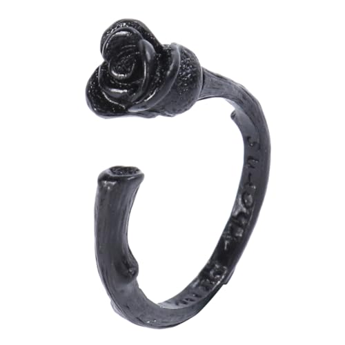 OUNONA Schwarzer Damen Ring Motiv Offener Kreativer Kupfer Schmuck Persönlicher Leichter Langlebiger Fingerring mit Originellem Design für Frauen von OUNONA