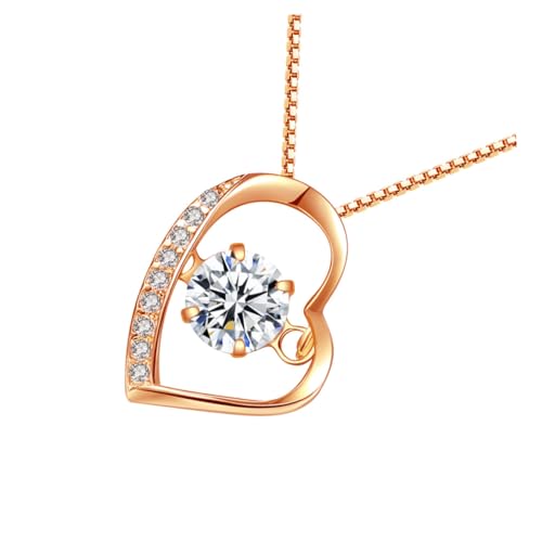 OUNONA Silber Damen Herz Halskette Rosegold Herzförmiger Zirkonia Anhänger Ketten Schmuck für Frauen Party Alltagsmode OUNONA Silber Damen Herz Halskette Rosegold Herzförmiger Zirkonia Anhänger Ketten Schmuck für Frauen Party Alltagsmode von OUNONA