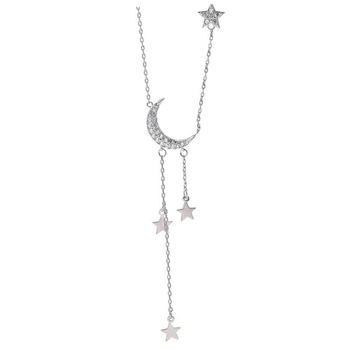 OUNONA Silberne Tassel Halskette mit Stern und Mond Anhänger Minimalistische Leichte Damen Halskette Langlebiger Sterling Silber Schmuck Boho Style als für Frauen OUNONA Silberne Tassel Halskette mit Stern und Mond Anhänger Minimalistische Leichte Damen Halskette Langlebiger Sterling Silber Schmuck Boho Style als für Frauen von OUNONA