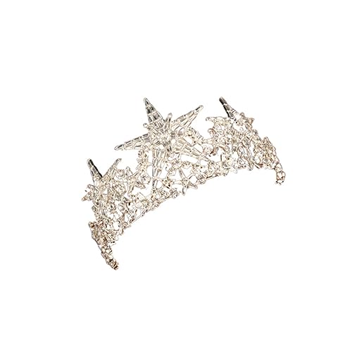 OUNONA Silberne Tiara Krone mit Funkelndem Stern Handgefertigter Haarschmuck für Damen für Hochzeit Braut und Festliche Anlässe Leichtes Langlebiges Design von OUNONA