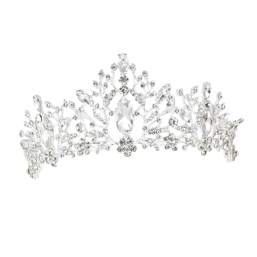 OUNONA Silberne Tiara mit Funkelnden Weißen Strasssteinen Elegantes Braut haarreif accessoire für Hochzeit Fotoshooting Brautjungfern und Festliche Anlässe Bequem und Hautfreundlich von OUNONA