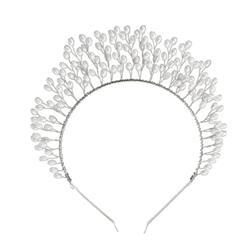 OUNONA Silberner Perlen Haarreif mit Übergroßem Design Handgefertigtes Braut Stirnband Künstliche Perlen Leichtes Haarschmuck Accessoire für Damen Festliche Party und von OUNONA