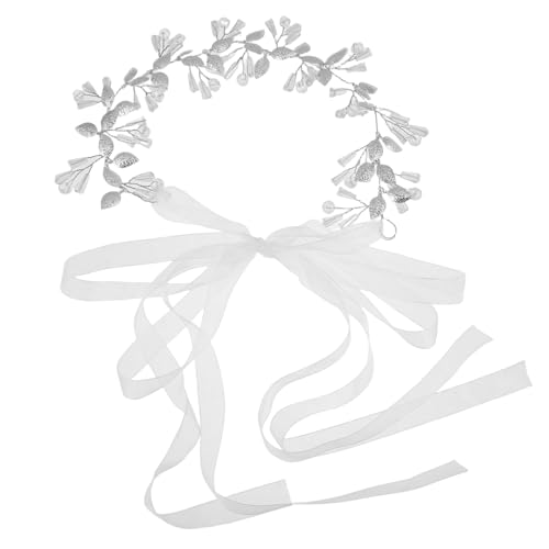 OUNONA Silbernes Braut Haarschmuck Stirnband mit Legierungsblättern und Kristallen Hochzeits Headpiece für Damen und Mädchen Vielseitiges Haaraccessoire für Festliche Anlässe von OUNONA
