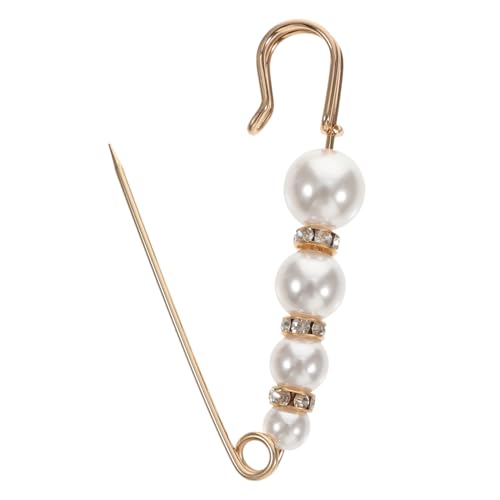 OUNONA Brosche Kristallstrass Perle Großformat Verzierung Pin Für Damen Frauen Beige von OUNONA