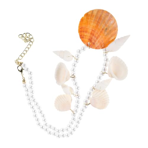 OUNONA Sommer Muschelanhänger Halskette mit Kunstperlen Stilvolle Kette für Frauen Kreativer Ozeanschmuck Leichte Choker für Strand Alltagsmode von OUNONA