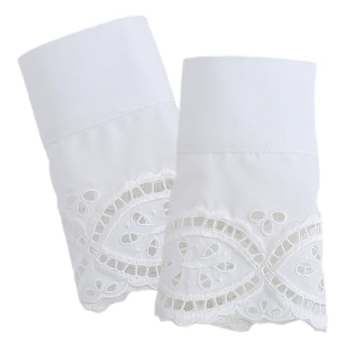 OUNONA Spitzen Handgelenkmanschetten Damen Abnehmbare Spitzenärmel Rüschenverzierung Elastische Fingerlose Spitzenhandschuhe für Kleid Modisches Accessoire für Alltag Feier Festival von OUNONA