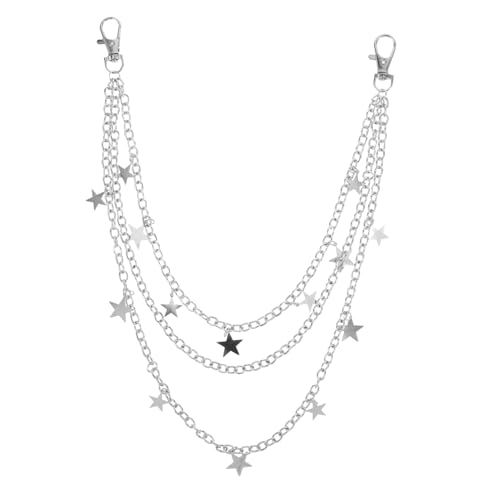 OUNONA Stern-punk-kette Aus Metall Für Damen Herren Stern-kettengürtel Als Jeans-hosenkette Mit Sternanhänger Hip-hop-hosenkette Für Kleidung Und Kostümzubehör von OUNONA