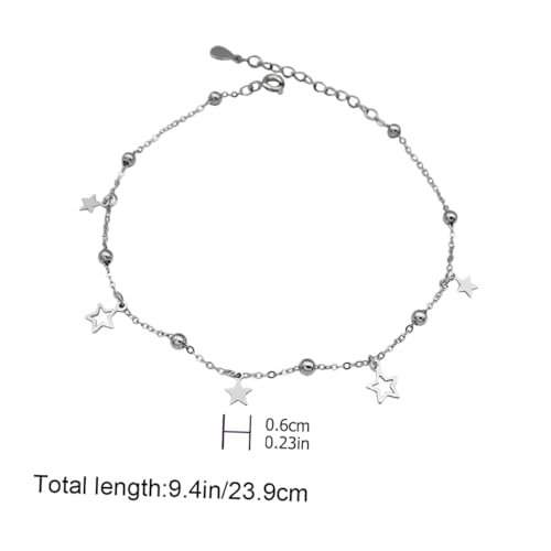 OUNONA Sterling Silber Fußkettchen Damen Minimalistisches Design mit Sternanhänger Verstellbare Stilvolle Knöchelkette Modischer Damenschmuck für Frauen und Freunde von OUNONA