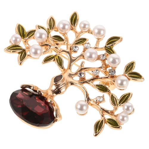 OUNONA Strass Brosche Baumform mit Perlen Vintage Anstecknadel für Mantel Jacke Kleid Schmucknadel für Kleidung Raffinierte Natur Inspirierte Accessoire von OUNONA