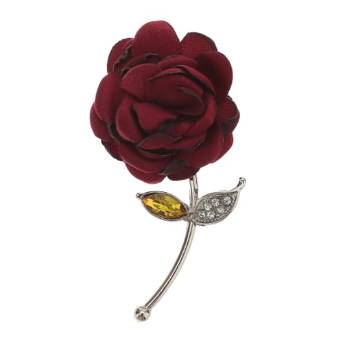OUNONA Strass Brosche Damen Anstecknadel Metallblume Rot Stilvolles Schmuckaccessoire für Kleidung und Taschen Modischer Floraler Pin mit Funkelnden Kristallen Langlebig und Auffällig von OUNONA